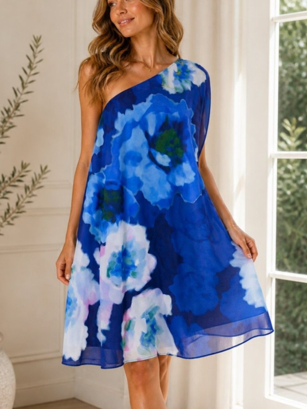 Badgley Mischka NWT one shoulder dress